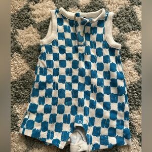 One piece baby romber, blue checkered. Old navy